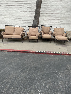 Iron (believed to be OW Lee) Patio set 4 Pc Set - Cusions need recovering