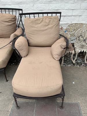 Iron (believed to be OW Lee) Patio set 4 Pc Set - Cusions need recovering