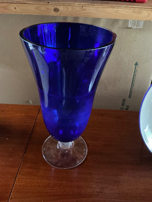 AAC Handcrafted  Blue Pedestal Vase