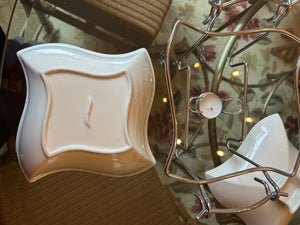 White China Serving Dish with Candle Heat