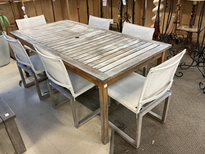 Restoration Hardware Set Of 6  Aegean Aluminum & Mesh Chairs + Table 80x39
