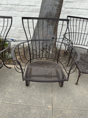 Iron (believed to be OW Lee) Patio set 4 Pc Set - Cusions need recovering