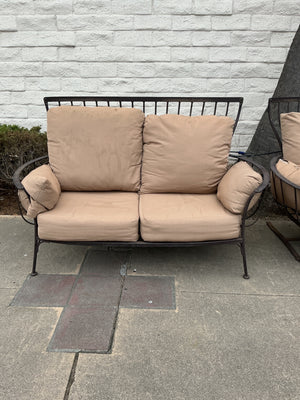Iron (believed to be OW Lee) Patio set 4 Pc Set - Cusions need recovering
