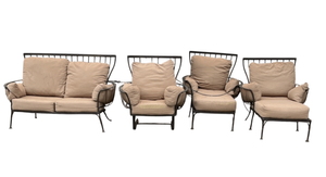 Iron (believed to be OW Lee) Patio set 4 Pc Set - Cusions need recovering
