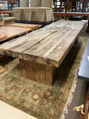 Monumental Reclaimed Pine Rustic Plank Farmhouse Dining Table – 130"130x41x30
