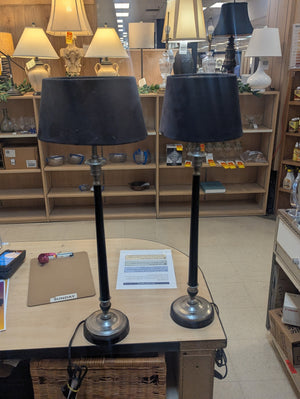 BOMBAY Pair of Black Table Lamps 28"