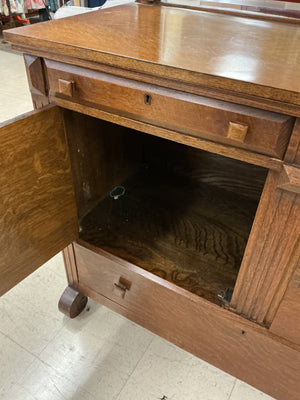 Antique Arts & Crafts Quarter-Sawn Tiger Oak Mirrored Sideboard / Buffet38x18x50