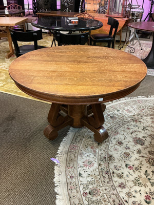 Solid  Oak 48" Round Pedestal Dining Table