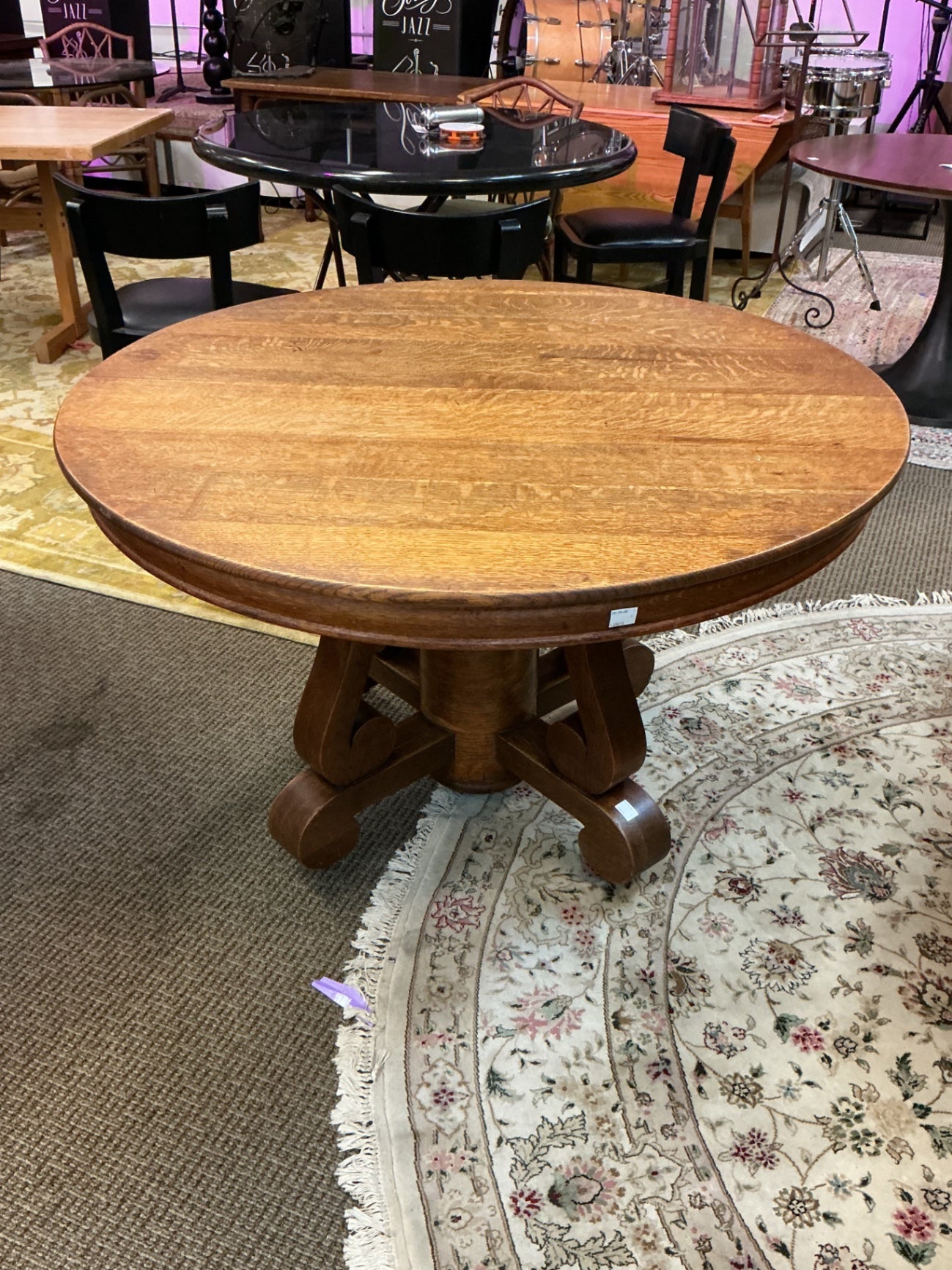Solid  Oak 48" Round Pedestal Dining Table