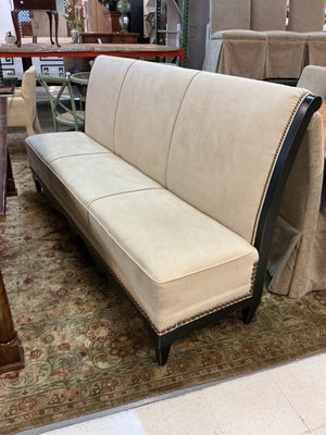 Armless Nailhead Ultrasuede Upholstery Dining Bench 83" W.