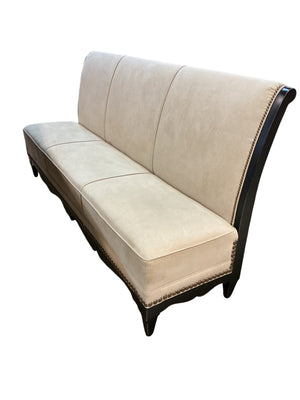 Armless Nailhead Ultrasuede Upholstery Dining Bench 83" W.