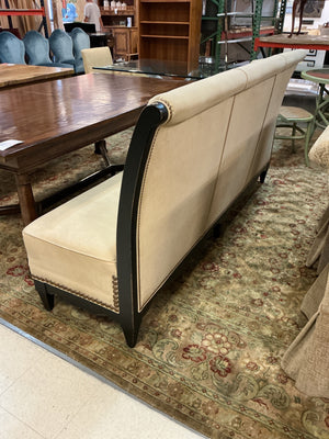 Armless Nailhead Ultrasuede Upholstery Dining Bench 83" W.