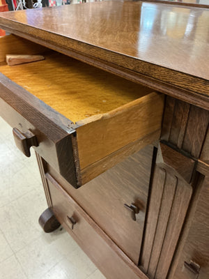 Antique Arts & Crafts Quarter-Sawn Tiger Oak Mirrored Sideboard / Buffet38x18x50