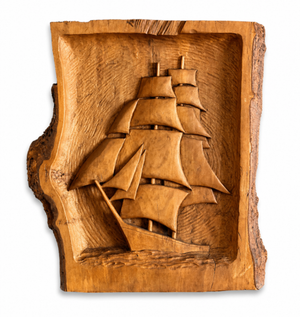 Wood sailing shop wall carving