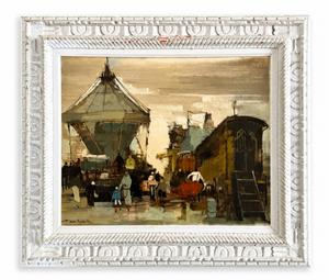 Vintage French circus oil painting