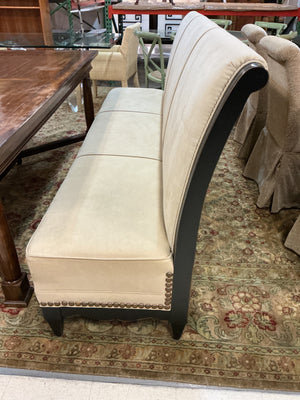 Armless Nailhead Ultrasuede Upholstery Dining Bench 83" W.