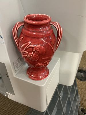 Ceramic Art Deco Vase, Red Glaze, 5 1/2" High x 3" Wide