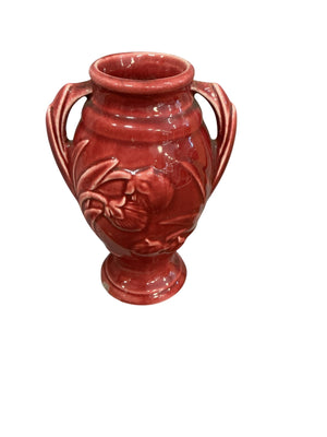 Ceramic Art Deco Vase, Red Glaze, 5 1/2" High x 3" Wide