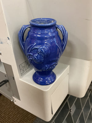 Ceramic Art Deco Style Vase in Blue, 5-1/2" H x 3" W
