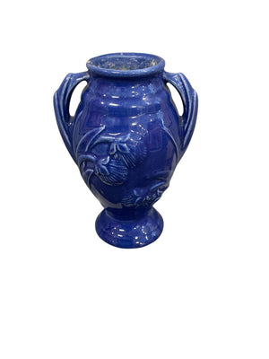Ceramic Art Deco Style Vase in Blue, 5-1/2" H x 3" W