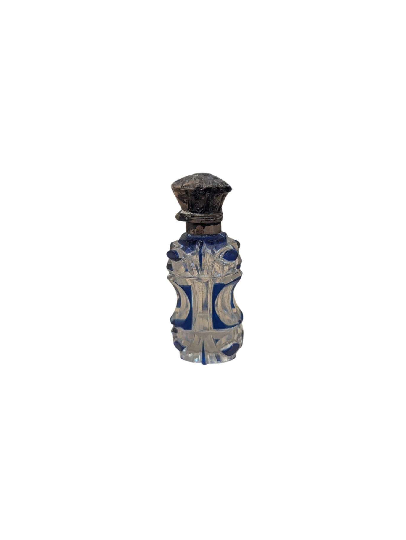 Glass Perfume Bottle 19th Century w/ Silver Top