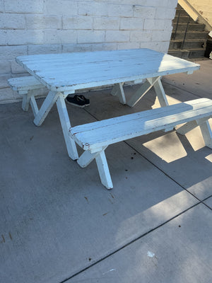  Cross-Leg Outdoor Dining Set with Umbrella Hole - 60" x 32" x 27"