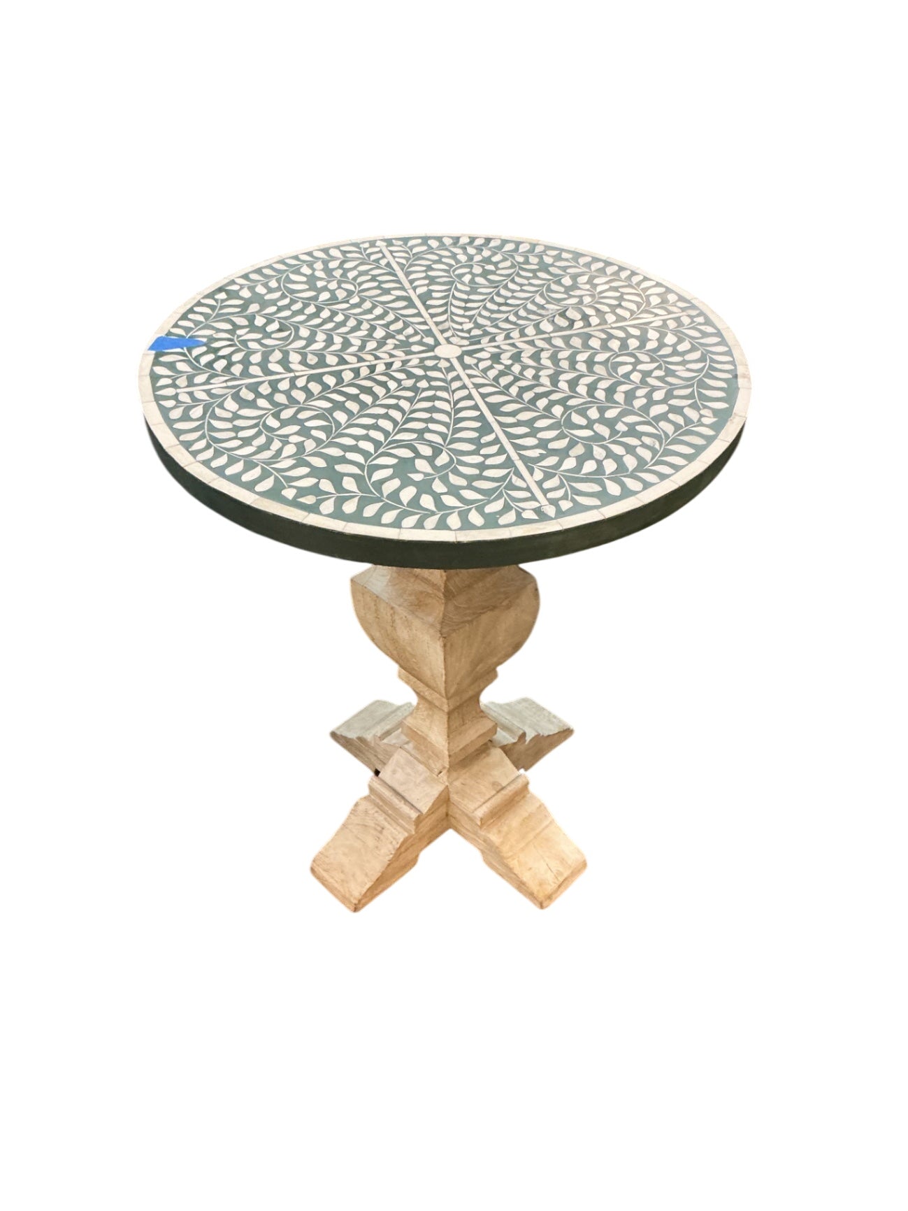  Floral Bone-Inlay Accent Table - 22" x 25"