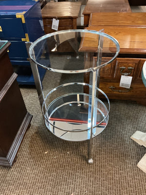 Modern Chrome Rolling Accent Table - 20" D x 30" H