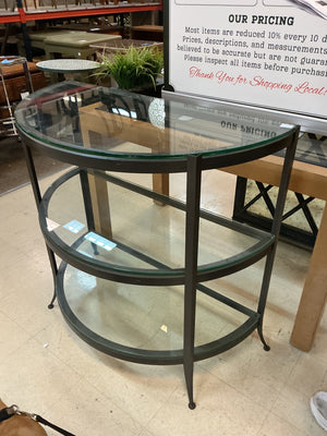 Three-Tier Tempered Glass Console Table - 37" x 18" x 36"