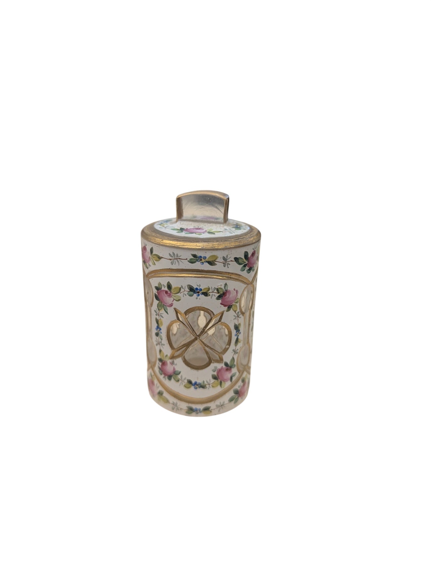 Small Glass Bottle w/ Lid Hand Painted