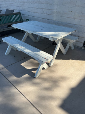 Cross-Leg Outdoor Dining Set with Umbrella Hole - 60" x 32" x 27"