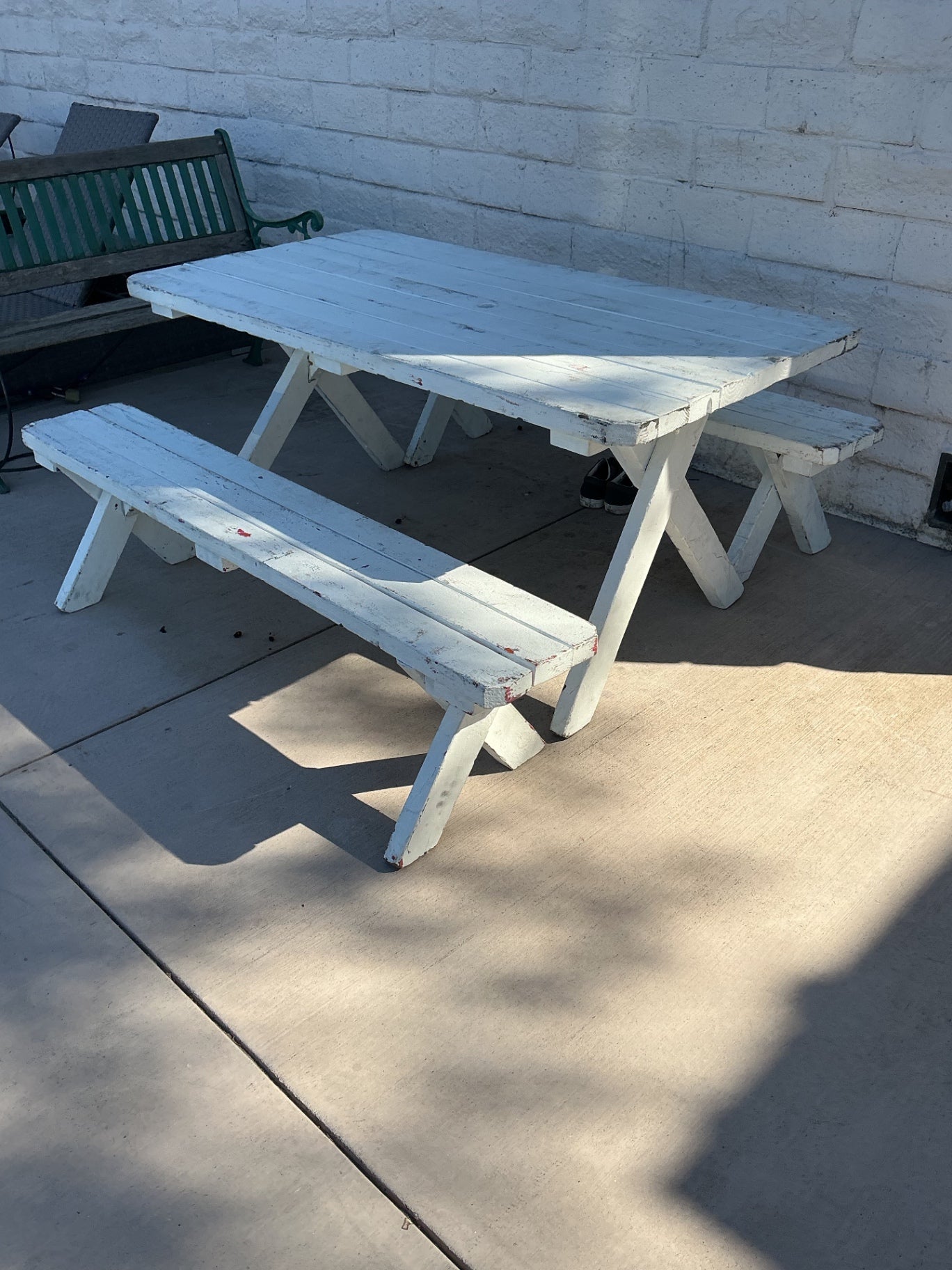  Cross-Leg Outdoor Dining Set with Umbrella Hole - 60" x 32" x 27"