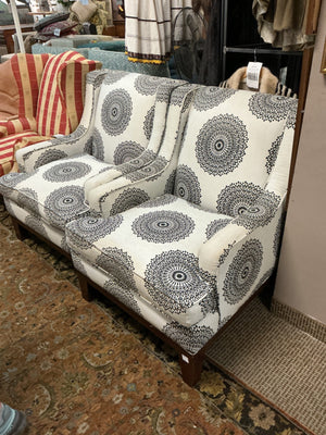 Wingback Accent Chair with Medallion Pattern