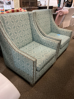 Large Square-Back Lounge Chair with Nailhead Trim (EACH)
