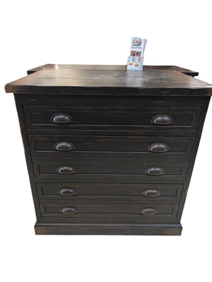 Four Hands Van Thiel Architects Distressed Black Cabinet, 36" x 24" x 36"