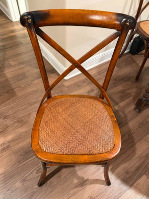 x4 Medium wood & wicker dining chairs