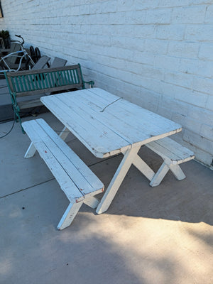 Cross-Leg Outdoor Dining Set with Umbrella Hole - 60" x 32" x 27"