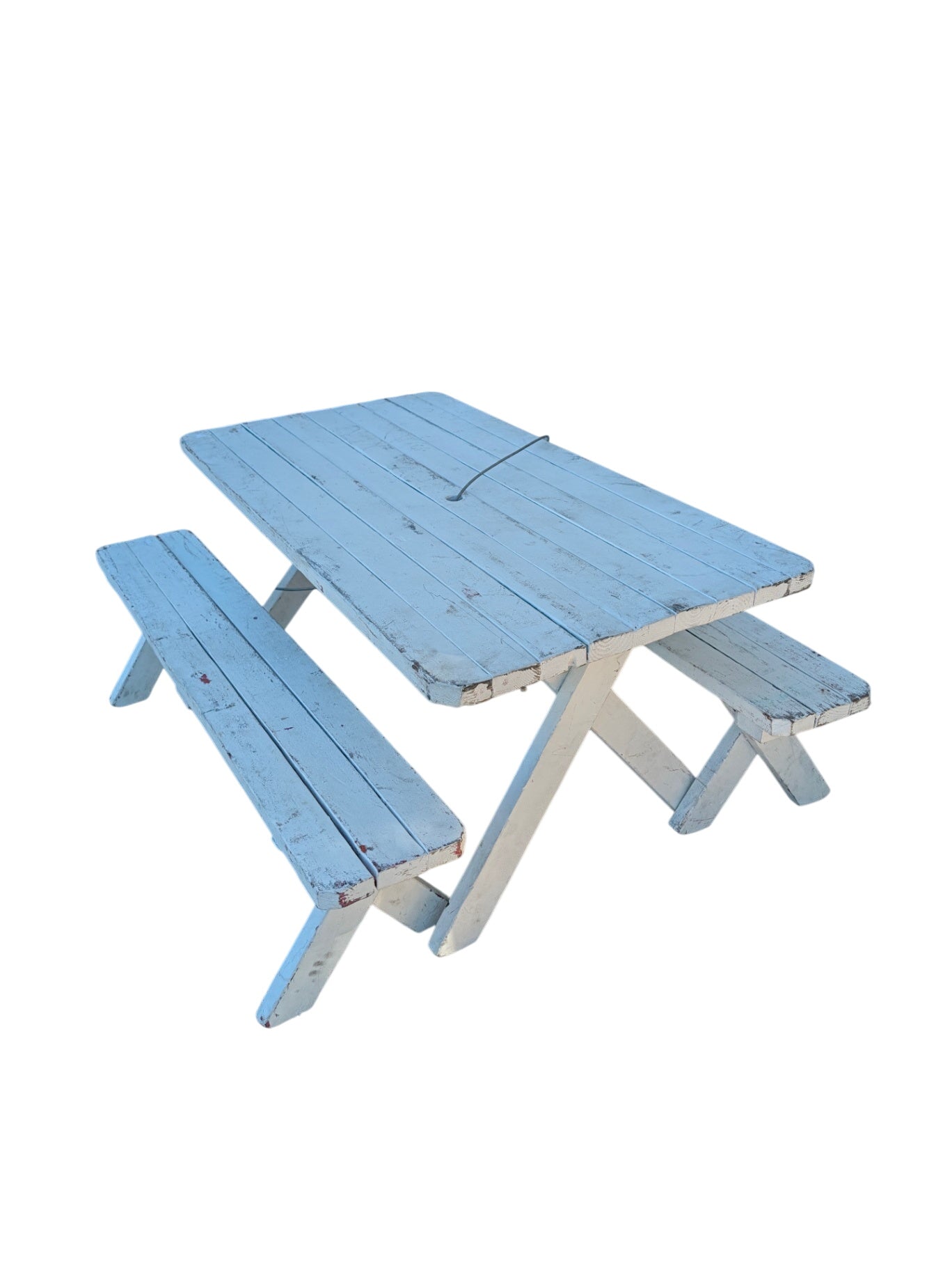 Cross-Leg Outdoor Dining Set with Umbrella Hole - 60" x 32" x 27"