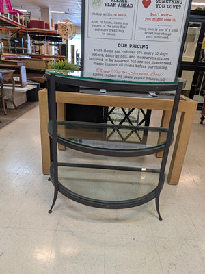 Three-Tier Tempered Glass Console Table - 37" x 18" x 36"