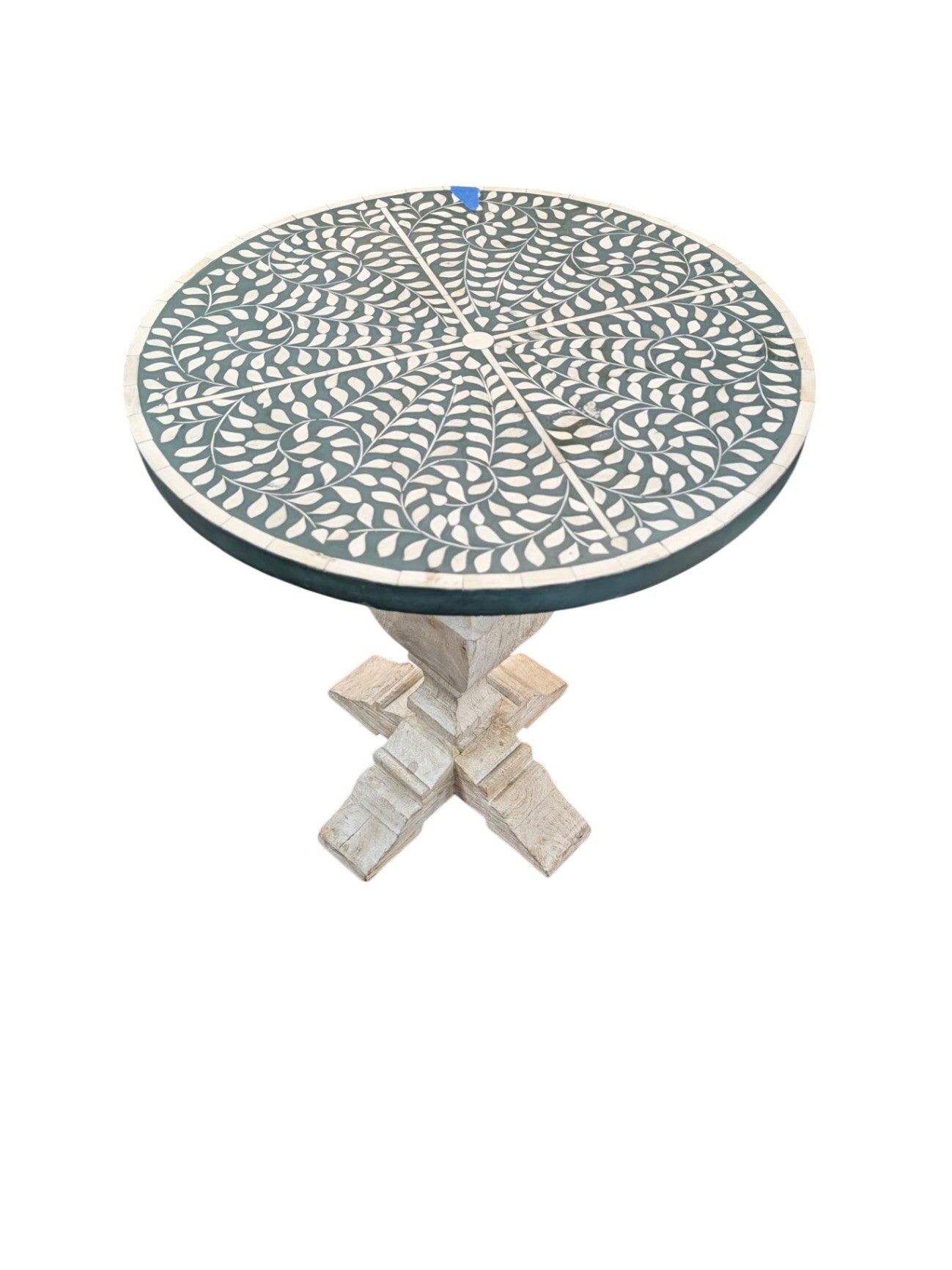 Floral Bone-Inlay Accent Table - 22" x 25"