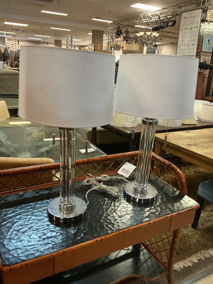 Pacific Coast Chrome & Lucite Table Lamps (Pair)