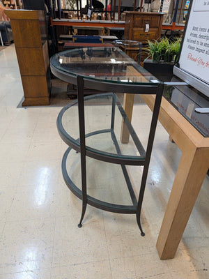 Three-Tier Tempered Glass Console Table - 37" x 18" x 36"