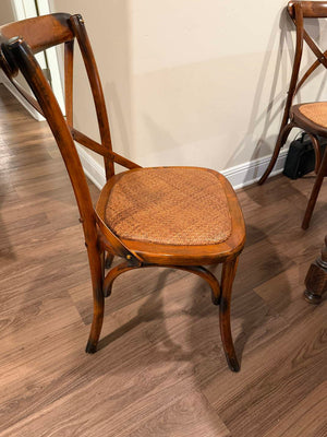 x4 Medium wood & wicker dining chairs