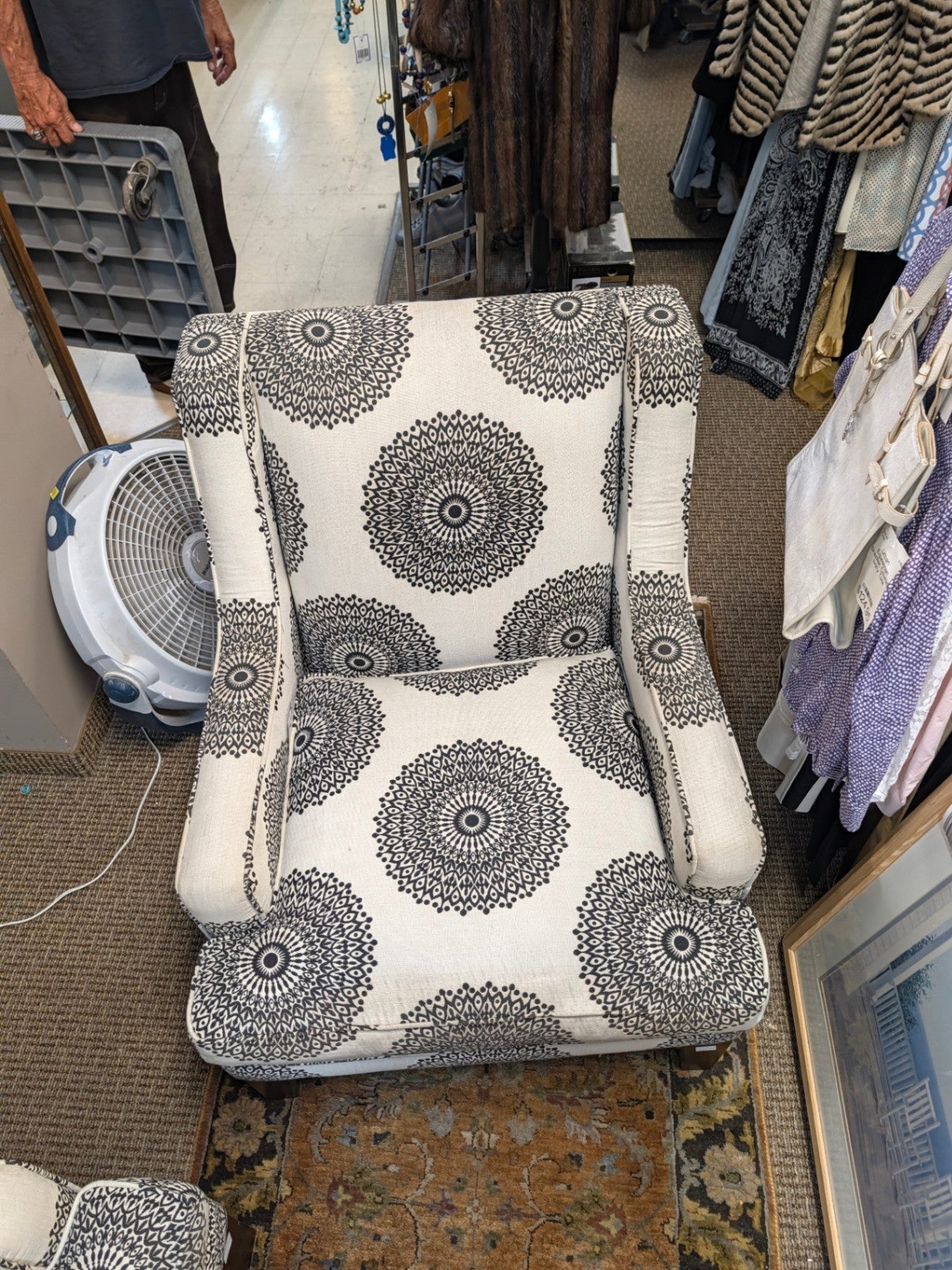 PIC *Wingback Accent Chair with Medallion Pattern
