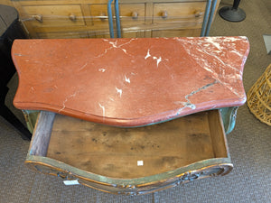 Distressed Venetian Hand-Painted Bombe Chest with Marble Top - 60" x 25" x 35"