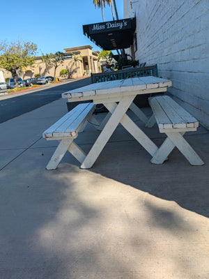 Cross-Leg Outdoor Dining Set with Umbrella Hole - 60" x 32" x 27"