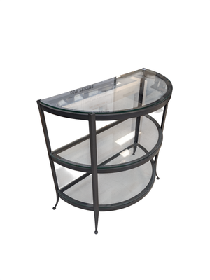 Three-Tier Tempered Glass Console Table - 37" x 18" x 36"