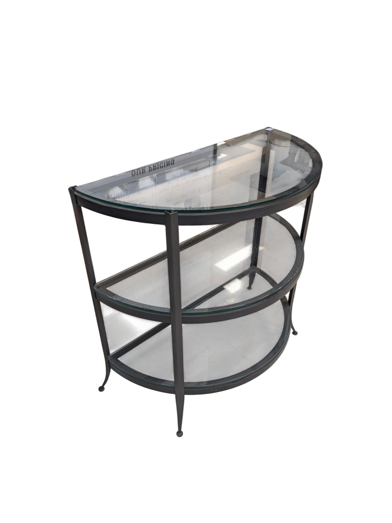 Three-Tier Tempered Glass Console Table - 37" x 18" x 36"