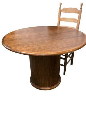 Round Dining Table with Barrel Pedestal Base - 42" x 29"