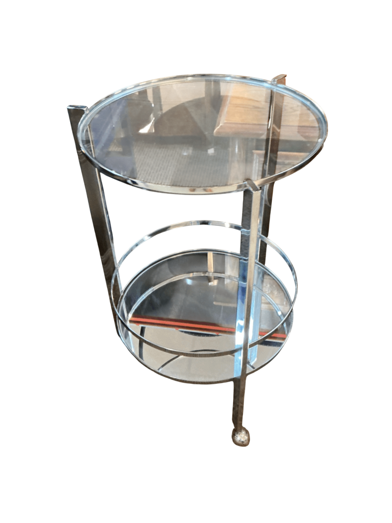 Modern Chrome Rolling Accent Table - 20" D x 30" H